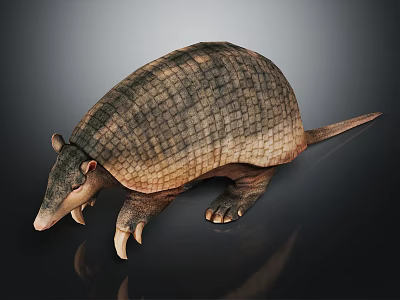 Realistic Armadillo With Scaly Armor Shell Detailed Body Structure And Standing Posture 3d model