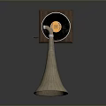 Classic Vintage Phonograph with Brass Horn Wooden Base and Gold Label Vinyl Record