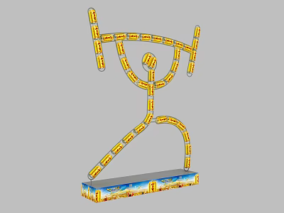 Human Shaped Sculpture Art Installation Photo Spot With Yellow Orange Design And Base Patterns 3d model