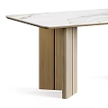 Modern Minimalist Dining Table With Smooth Marble Top And Wooden Legs Design