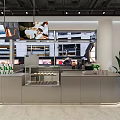 Modern Coffee Shop Store Front Desk With Glass Facade And Signage