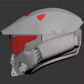 Futuristic White Sci Fi Helmet With Red Visor And Angular Accent Details 3d model
