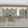 Tea Specialty Store Interior In Minimalist Design With Wooden Shelves Product Displays And Seating Area