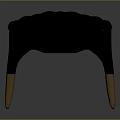 Stylish Stool With Dark Blue Tufted Padded Seat Black Legs And Wooden Feet