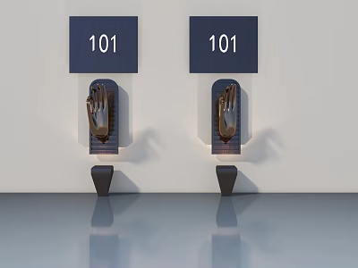 Interior Swing Door With 101 Room Number Plate And Modern Door Handle 3d model