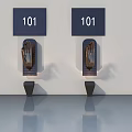 Interior Swing Door With 101 Room Number Plate And Modern Door Handle