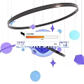 JARRY SKY DREAMS Decorative Design With Hanging Ring Blue Sphere Purple Blue Decorations And Stars