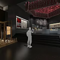 Modern Exhibition Hall Interior Design with Display Walls Lighting and Visitors
