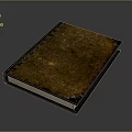 Vintage Notebook with Brown Textured Cover and Black Border on Gray Background
