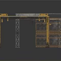 Industrial Metal Equipment Structure With Yellow Frame Platform And Support Beams