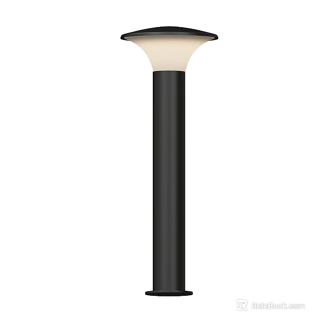 Modern Outdoor Light with Black Pole and White Shade for Garden and Patio Use 3d model 