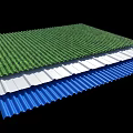 Layered Building Components With Green White Blue Corrugated Panels Structure 3d model