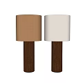 Modern Fabric Shade Floor Lamps with Beige Orange Covers and Dark Brown Wooden Bases