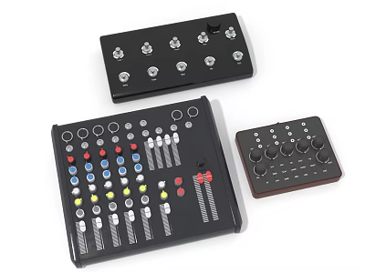 Professional Audio Control Panels with Knobs Sliders and Buttons for Headphones and Speakers 3d model