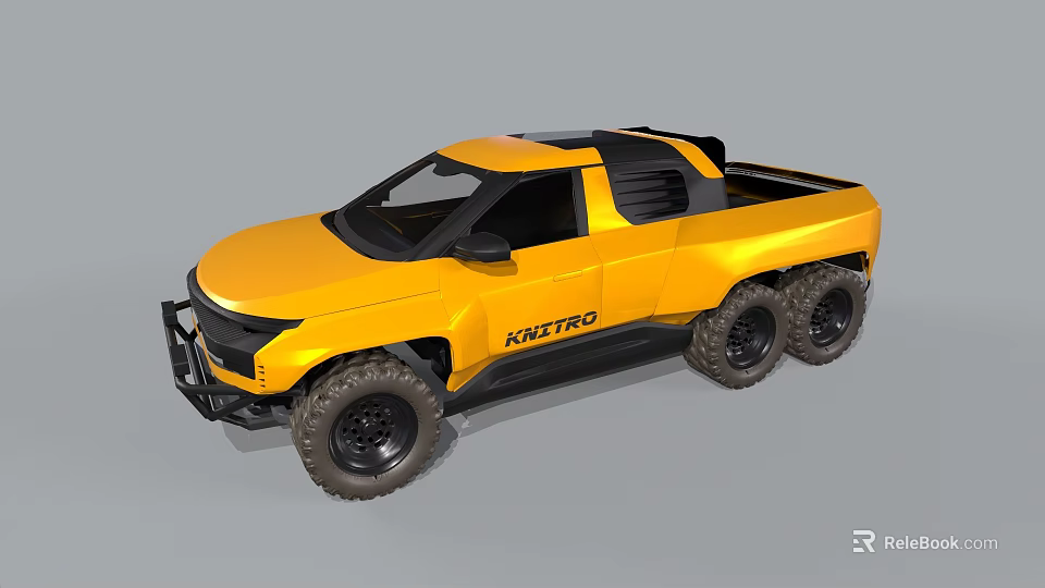 Yellow KRAITRO 6x6 Off Road Pickup Truck Front Bumper Design 3d model 