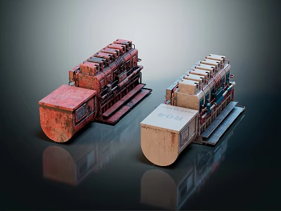 Vintage Train Models Red And Beige With Retro Design And Detailed Structures 3d model