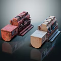 Vintage Train Models Red And Beige With Retro Design And Detailed Structures