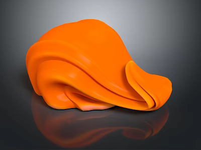 Delicious Orange Wavy Shaped Food With Soft Texture And Shiny Surface 3d model