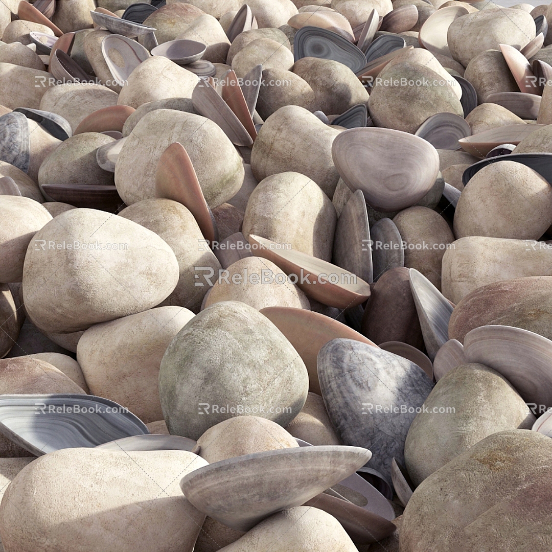 Pebbles Landscape Pebbles Gravel Stones Beach Stones 3d model