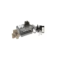 Modern Kitchen Appliances Setup With Coffee Machine Paper Cups Glassware And Wine Bottles