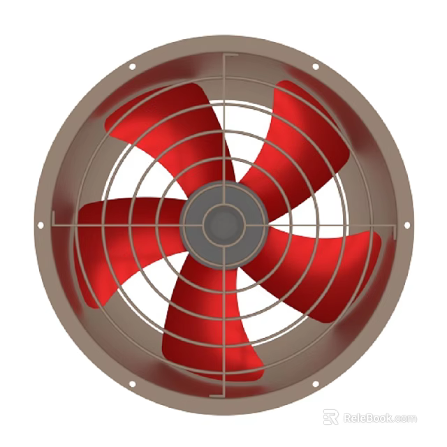Industrial Equipment High Speed Industrial Fan with Red Blades and Metal Frame for Workshop Ventilation 3d model 