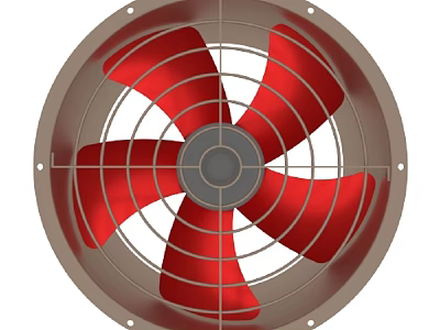 Industrial Equipment High Speed Industrial Fan with Red Blades and Metal Frame for Workshop Ventilation 3d model