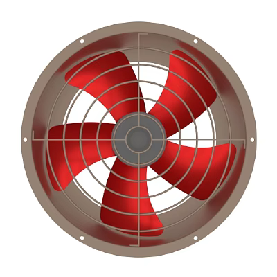 Industrial Equipment High Speed Industrial Fan with Red Blades and Metal Frame for Workshop Ventilation 3d model