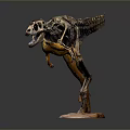 Yellow Spotted T Rex Dinosaur Model in Dynamic Standing Pose on Rock Base 3d model