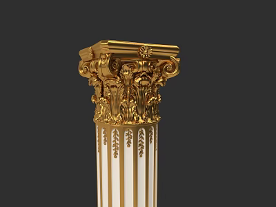 Garden Landscape Featuring Golden Carved Column With Classical Floral Motifs 3d model
