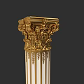 Garden Landscape Featuring Golden Carved Column With Classical Floral Motifs