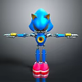 Game Movie Character Blue Mechanical Hedgehog With Yellow Ear Tips Red Shoes Circular Chest Emblem