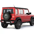 Red Off Road SUV With Black Roof Round Headlights And Alloy Wheels