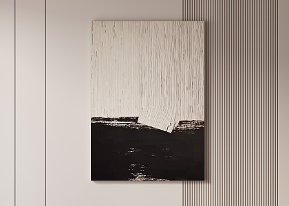 Simple texture black and white-silent wind hanging painting 3d model