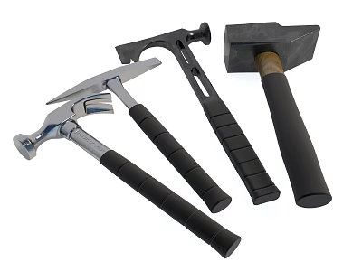 Hardware Tools Different Types Of Hammers With Black Handles And Varied Heads 3d model