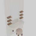 Elegant Modern Dressing Table Interior With Arched Mirror LED Light Shelves And Stool 3d model
