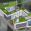 Modern Multi Story Office Buildings With White Facade Glass Windows And Urban Greenery