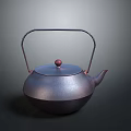 Traditional Cast Iron Teapot With Curved Handle Round Lid And Red Knob