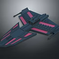 Futuristic Sci Fi Spaceship 3D Model With Black And Pink Mechanical Design 3d model