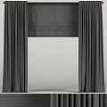 Gray Thick Curtains Open on Both Sides with Top Decorative Rail 3d model
