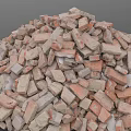 Pile of Broken Bricks as Construction Debris on Gray Background 3d model