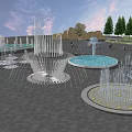 Modern Fountain Square Fountain Art Device Dry Spray Yongquan Waterscape Fountain Water Modeling Combination 3d model