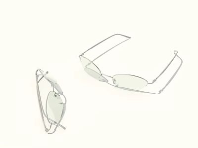Two Piece Silver Minimalist Jewelry Earrings with Transparent Crystal and Sleek Design 3d model