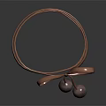 Stylish Multi Layered Brown Ribbon Bracelet With Tied Bow And Purple Spherical Pendants