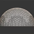 Geometric Hemisphere Object With Hexagonal Grid Surface Structure And Smooth Reflection