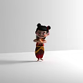 Animated Game Movie Character With Double Buns Red Ribbon Red Yellow Outfit And Playful Expression