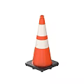 High Visibility Traffic Cone with Orange White Reflective Stripes and Black Base