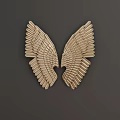 Stylish Golden Wing Shaped Wall Decor on Dark Gray Background 3d model