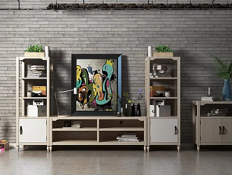 Nordic TV Cabinet TV Cabinet Decorative Cabinet Decoration Combination 3d model