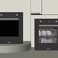 Samsung Kitchen Appliances Oven and Dishwasher on White Countertop with Light Cabinets