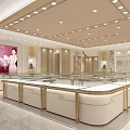Luxurious Jewelry Store Interior with Elegant Display Counters and Modern Lighting for Exquisite Gemstone Displays